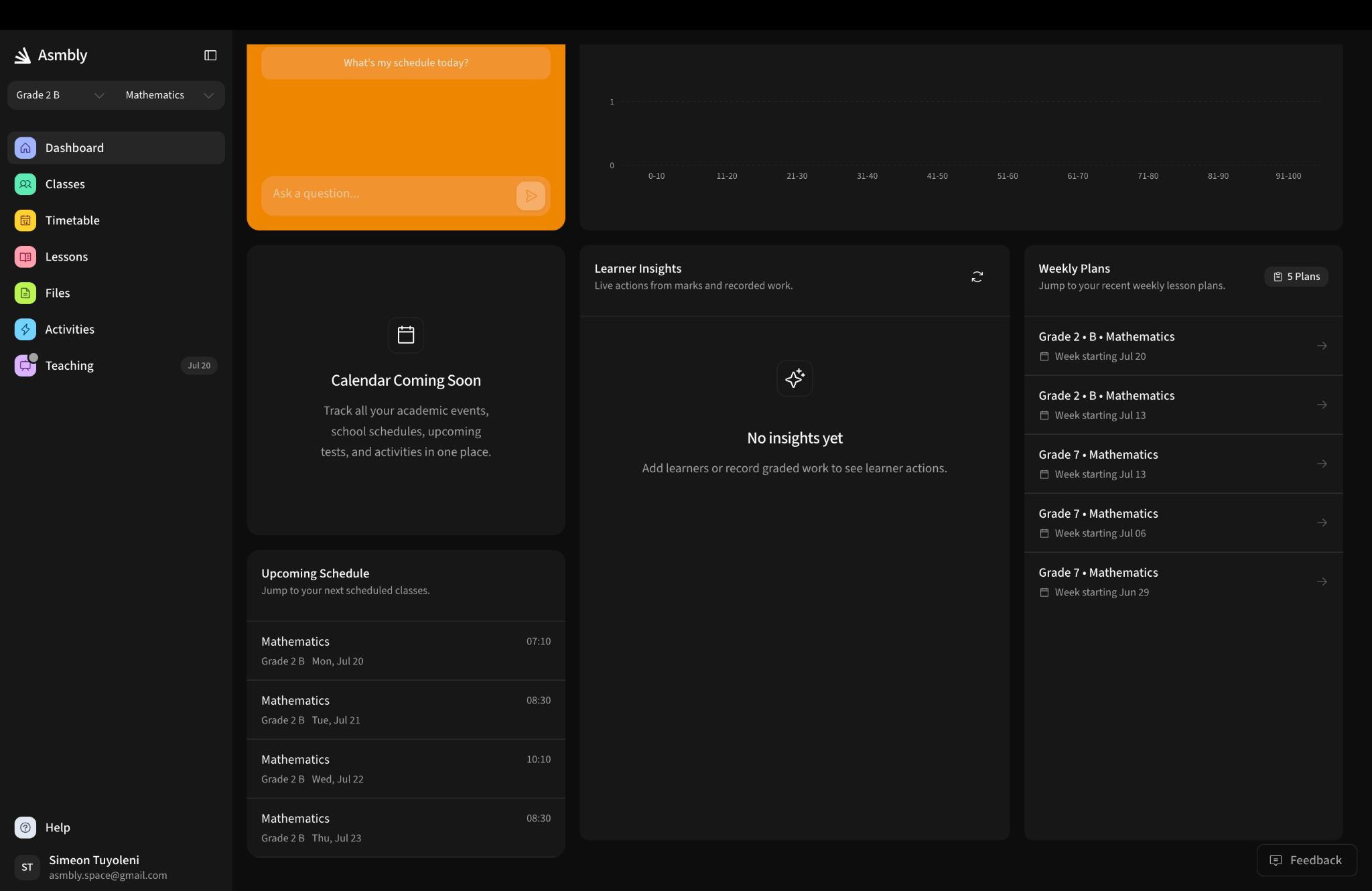 Asmbly learner insights and weekly plans